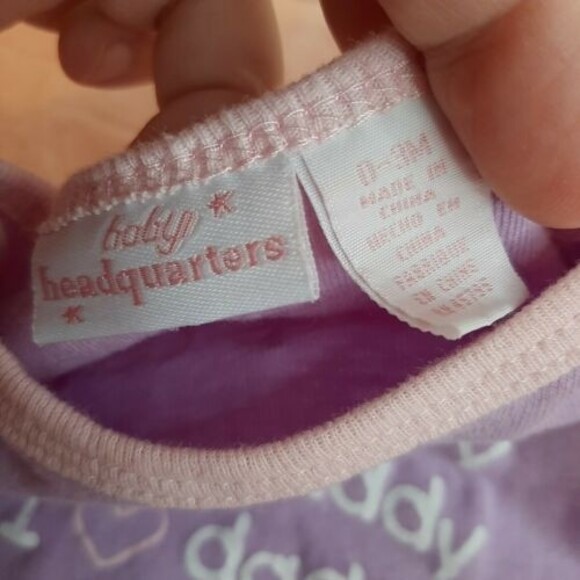 Baby Headquarter 0-3m Creeper One-Piece Bodysuit  I Love Daddy Purple/Pink - Picture 3 of 7